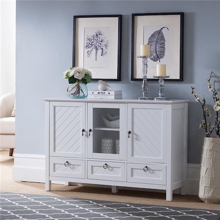 Hypersign Digital Signage Tristate Apartment Furnishres C1408 Chardonnay 3-Drawer Buffet - White; 31 x 45 x 15 in. C1408